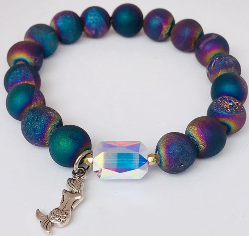 Reflection Collection Matte Rainbow Druzy - Mermaid Tales Handmade Jewelry