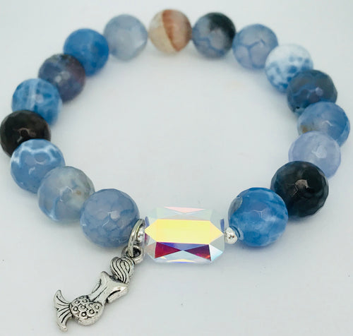 Reflection Collection Faceted Periwinkle Agate - Mermaid Tales Handmade Jewelry